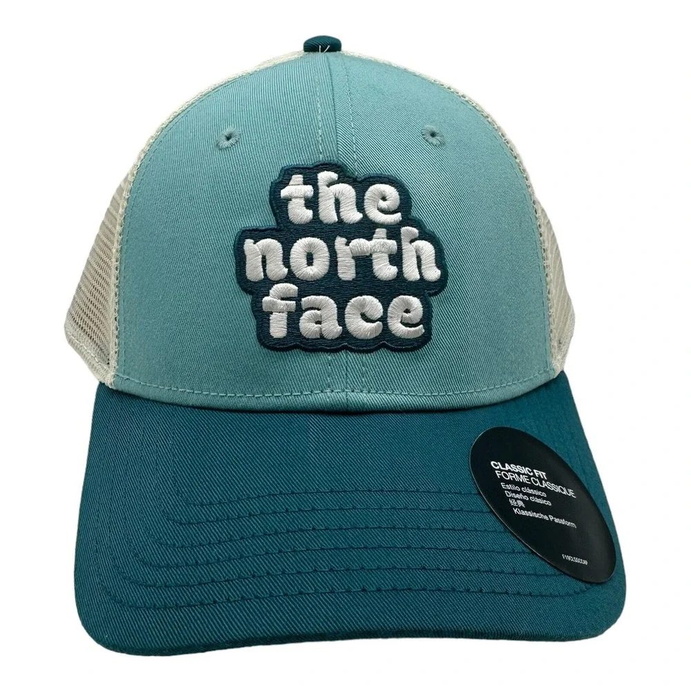 The North Face Mudder Trucker SnapBack Hat Cap Aqua Blue Mesh‎ One Size NWT
